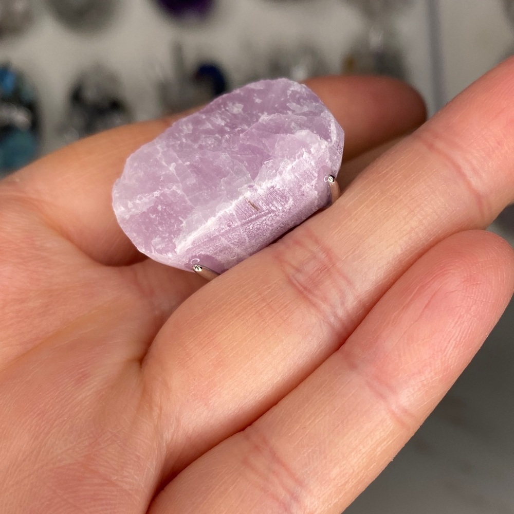 Pink Raw Stone Statement Ring - image 2